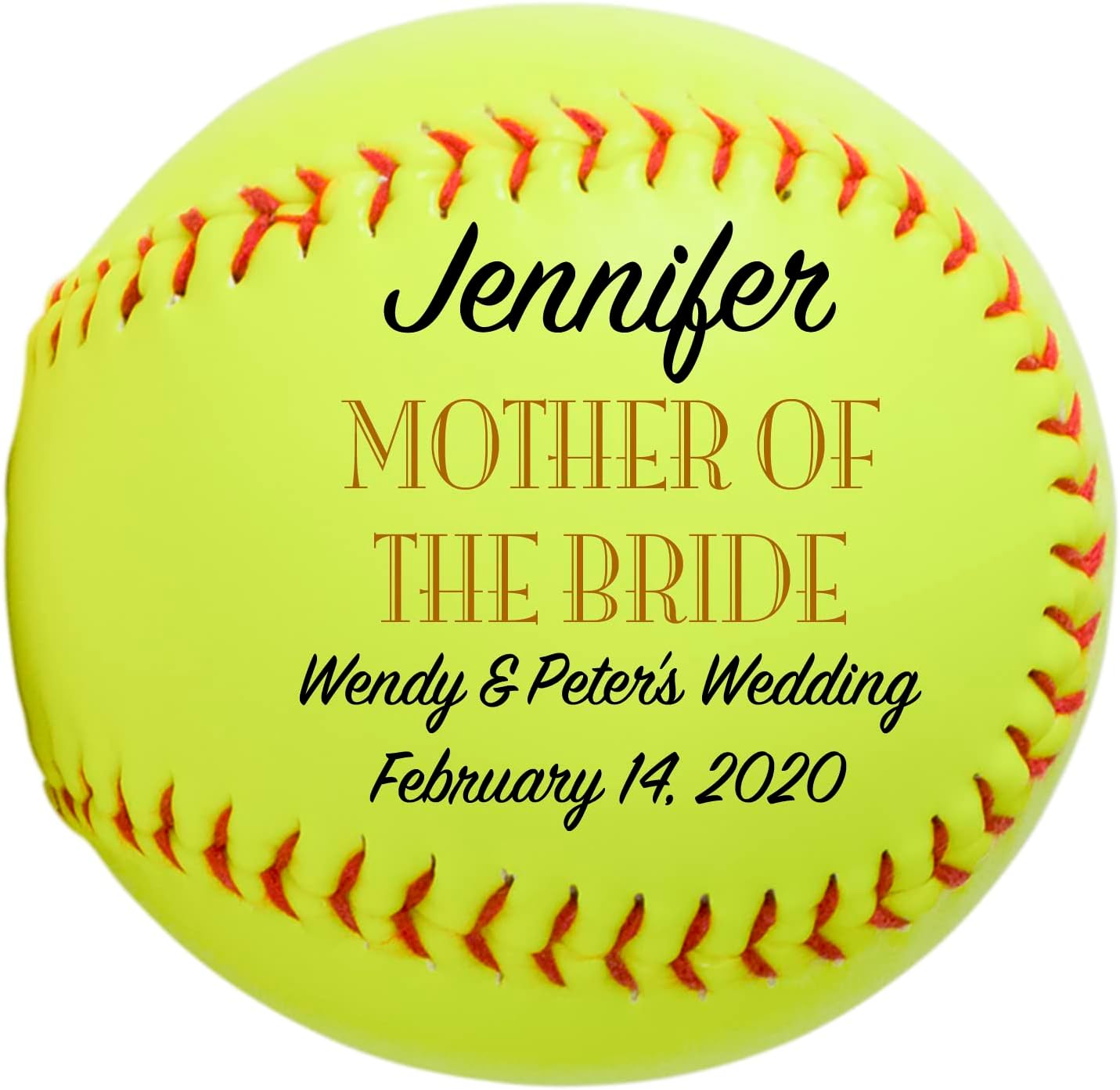Personalized Custom Softball Wedding Gift, Groomsman, Best Man, Bridesmaid, Ring Bearer Keepsake Gift (Mother of The Bride)