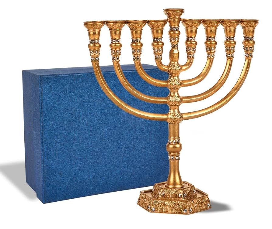 Tradtonal Classc Hanukkah Menorah - 9.5" Tall Graceful Style Candle