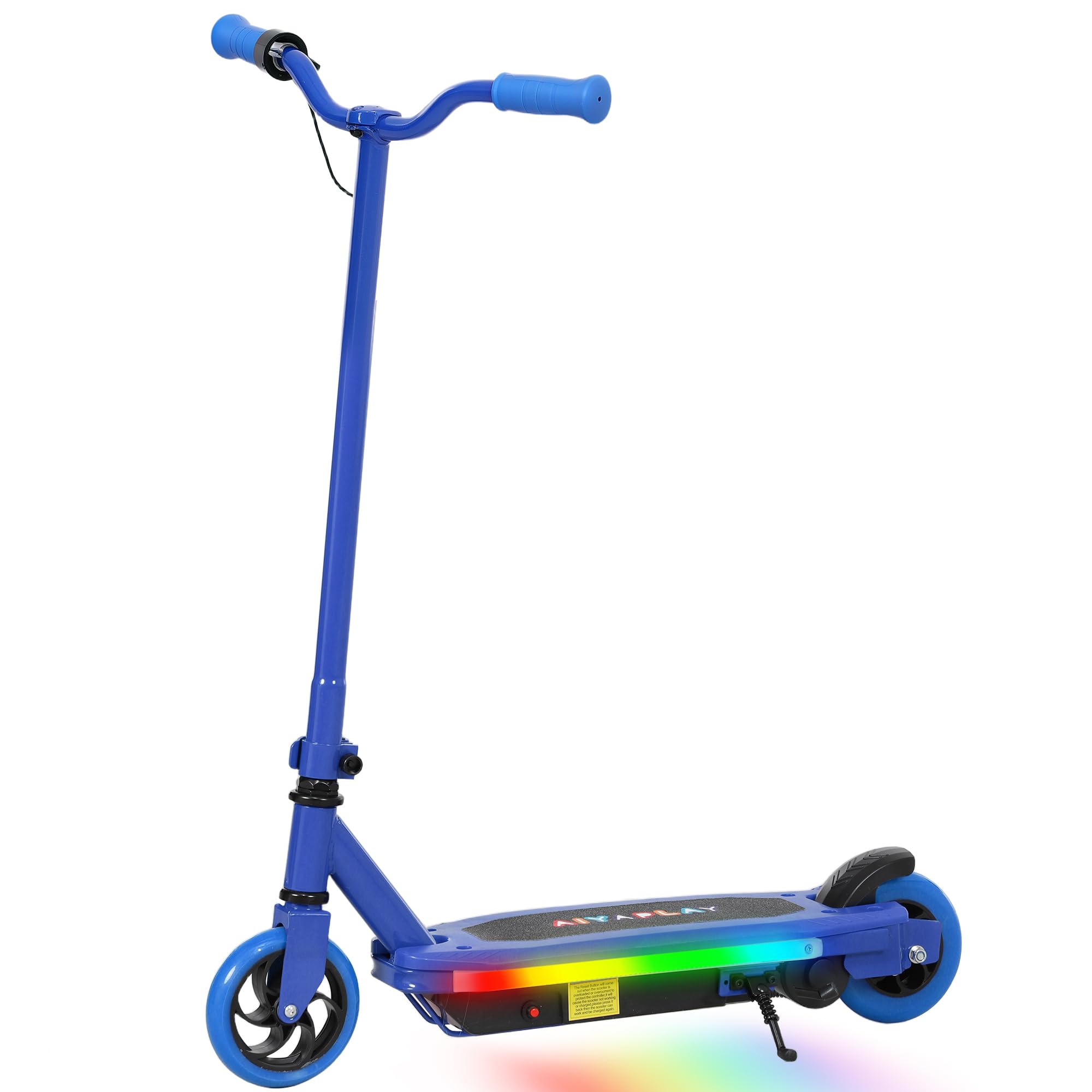 AIYAPLAY Electric Scooter for Ages 6-14 Years, Electric Scooter with Colourful Light and Electric Brake, Up to 10km/h, Maximum Range 8km, Blue