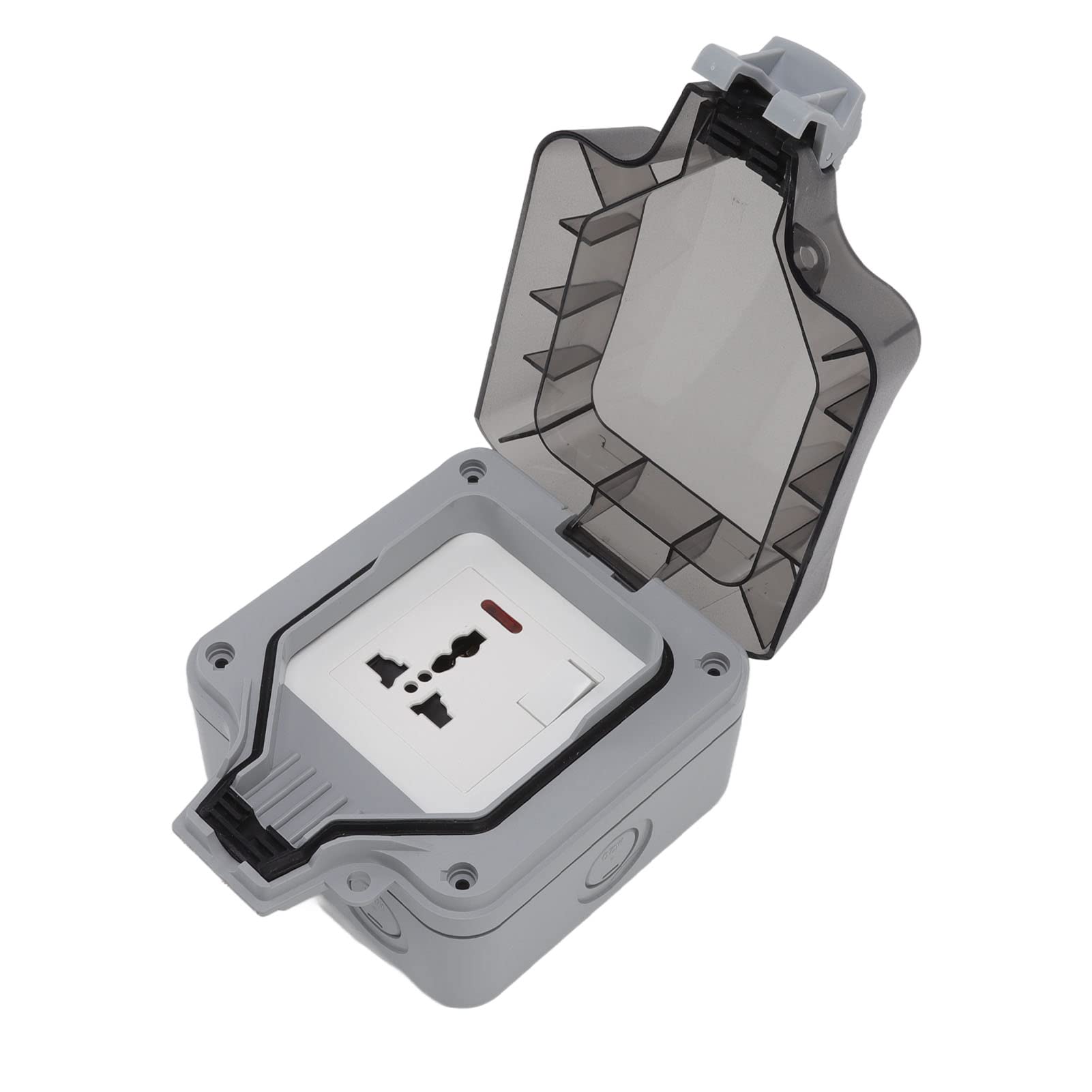 EU Waterproof Socket Box, Weatherproof Outdoor Waterproof Outlet Wear Resistance Buckle Sand Proof 16A 250V for Parking Lot (1 Gang Multiple 3 Pin Holes)-picture-12