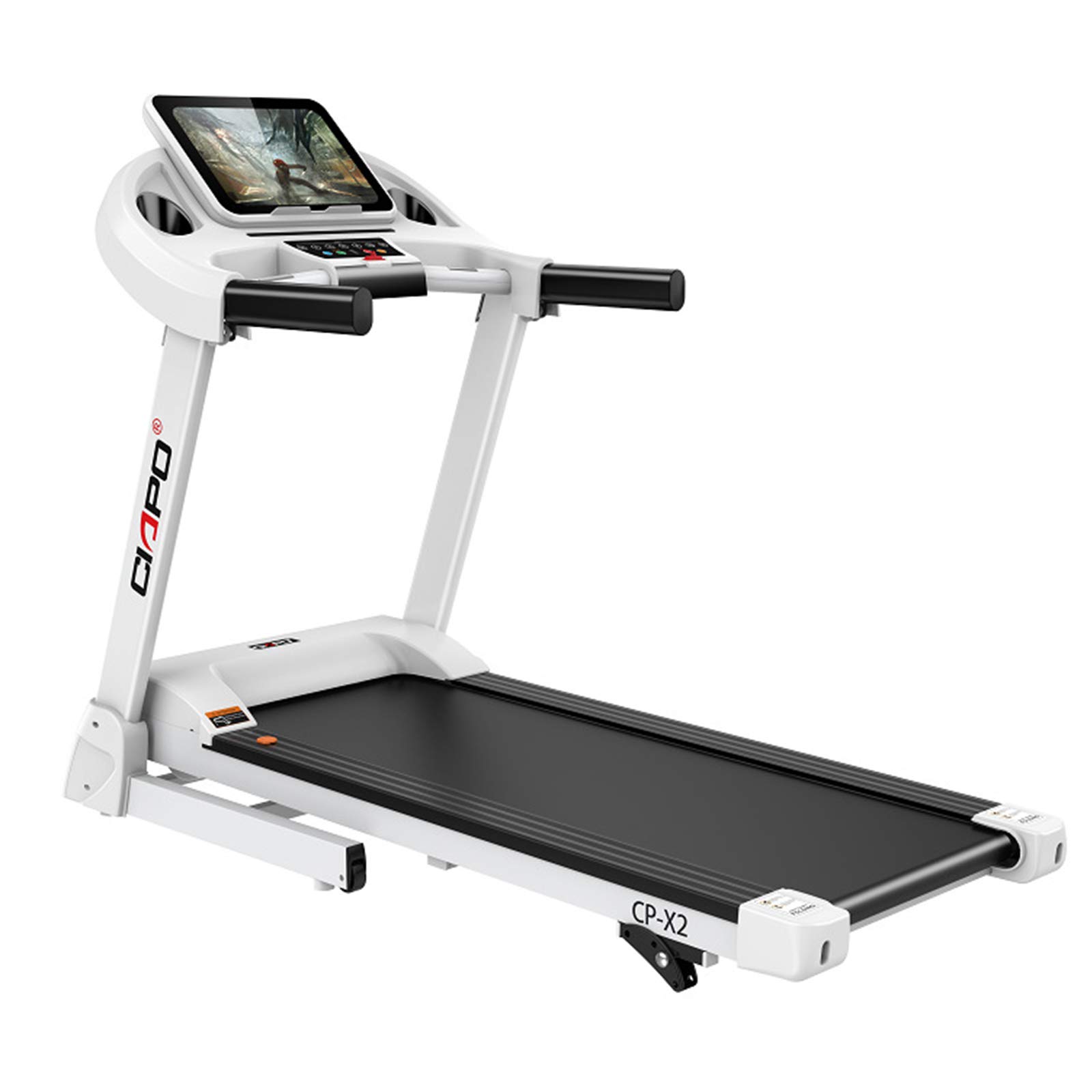 COOLBABYFolding Treadmill Electric For Adult Fitness Equipment Indoor Outdoor,5'' Lcd Screen 110Kg-Max Bearing,Pbj-X2,White