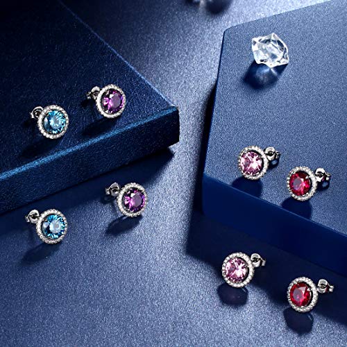 beautlace Birthstone Necklaces/Stud Earrings/Rings/Bracelets/Jewelry Sets Silver Plated Round Shape Birthstone Pendant Jewelry Birthday Gifts for Men and Women4