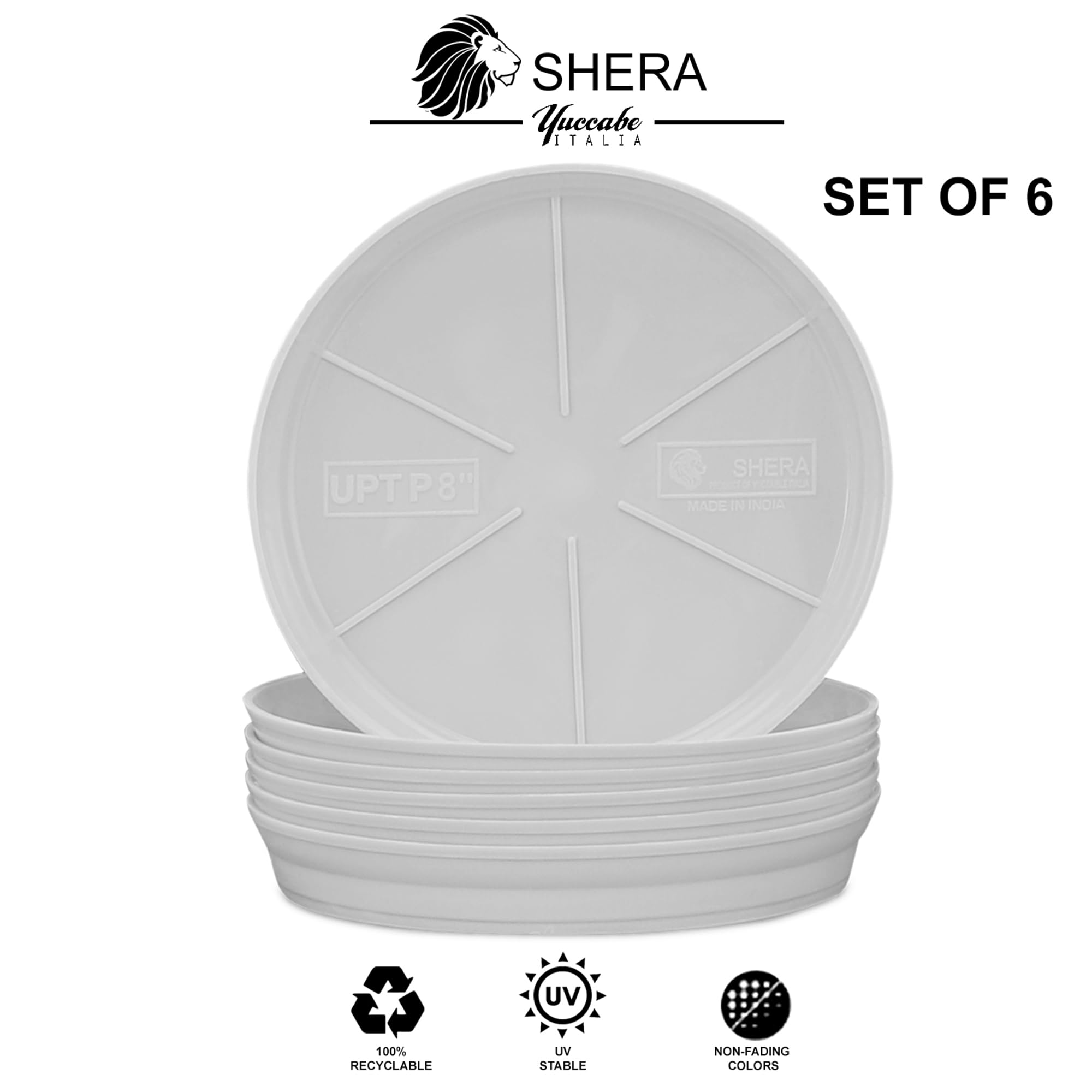 Yuccabe Italia Shera Planter Under Plates - 6 Pack -2