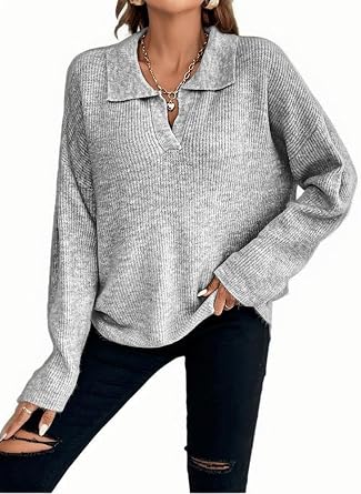 Womens Crew Neck Sweater, Long-Sleeved Pullover, Casual Vacation wear
