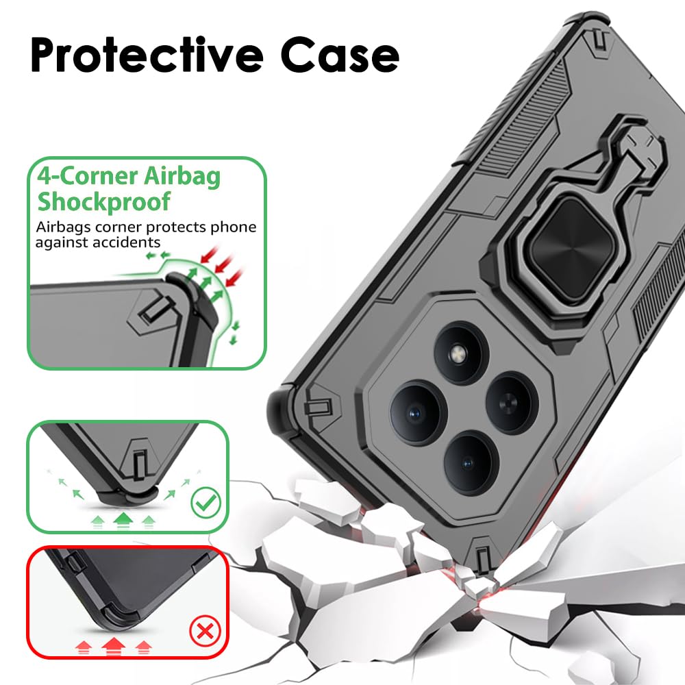 TheGiftKart Tough Armor Bumper Back Case Cover for Mi Redmi Note 15 5G / Note 15 SE/Poco M8 5G | Ring Holder & Kickstand in-Built | 360 Degree Protection Back Case Cover (PC & TPU, Black) — Amazon image 6