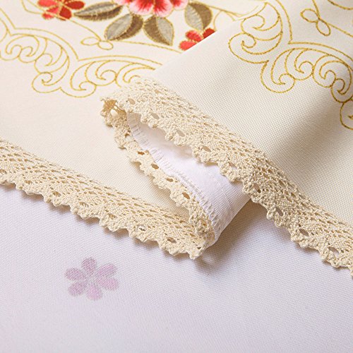 Wewoch VF1 Decorative Red Floral Print Lace Water Resistant Tablecloth Wrinkle Free And Stain Resistant Fabric Tablecloths thumb #3