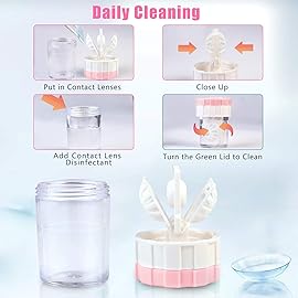Contact Lens Travel Kit with Cleaner Washer, Portable Contact Box with Mirror Tweezers Remover Tool Solution Bottle for Daily Outdoor