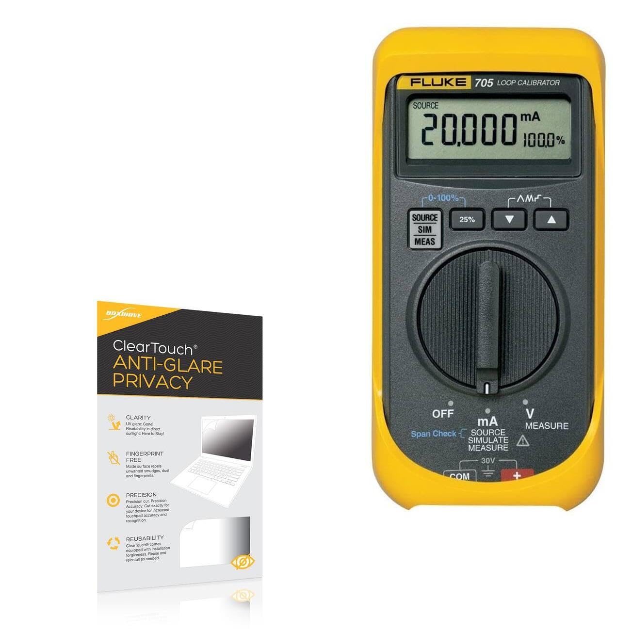 BoxWave Screen Protector Compatible with Fluke 705 - ClearTouch Anti-Glare Privacy (2-Pack), Privacy Screen Protector Flexible Film Anti-Glare