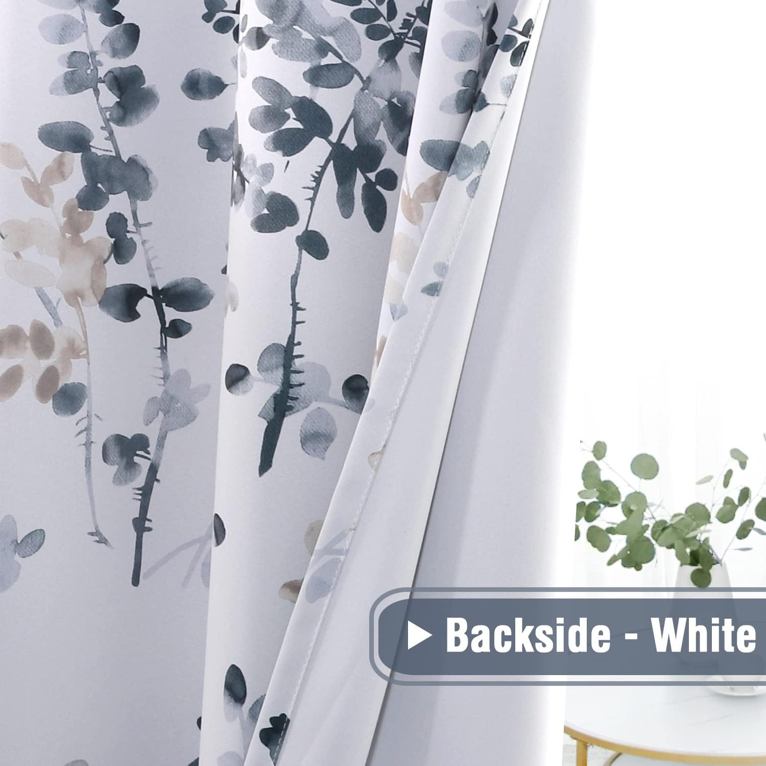 H.VERSAILTEX Floral Curtains 63 Inches Long Printed Pattern Room Darkening Curtains for Bedroom Rod Pocket Window Treatment Curtains, 2 Panels, Classical Floral Bluestone and Taupe