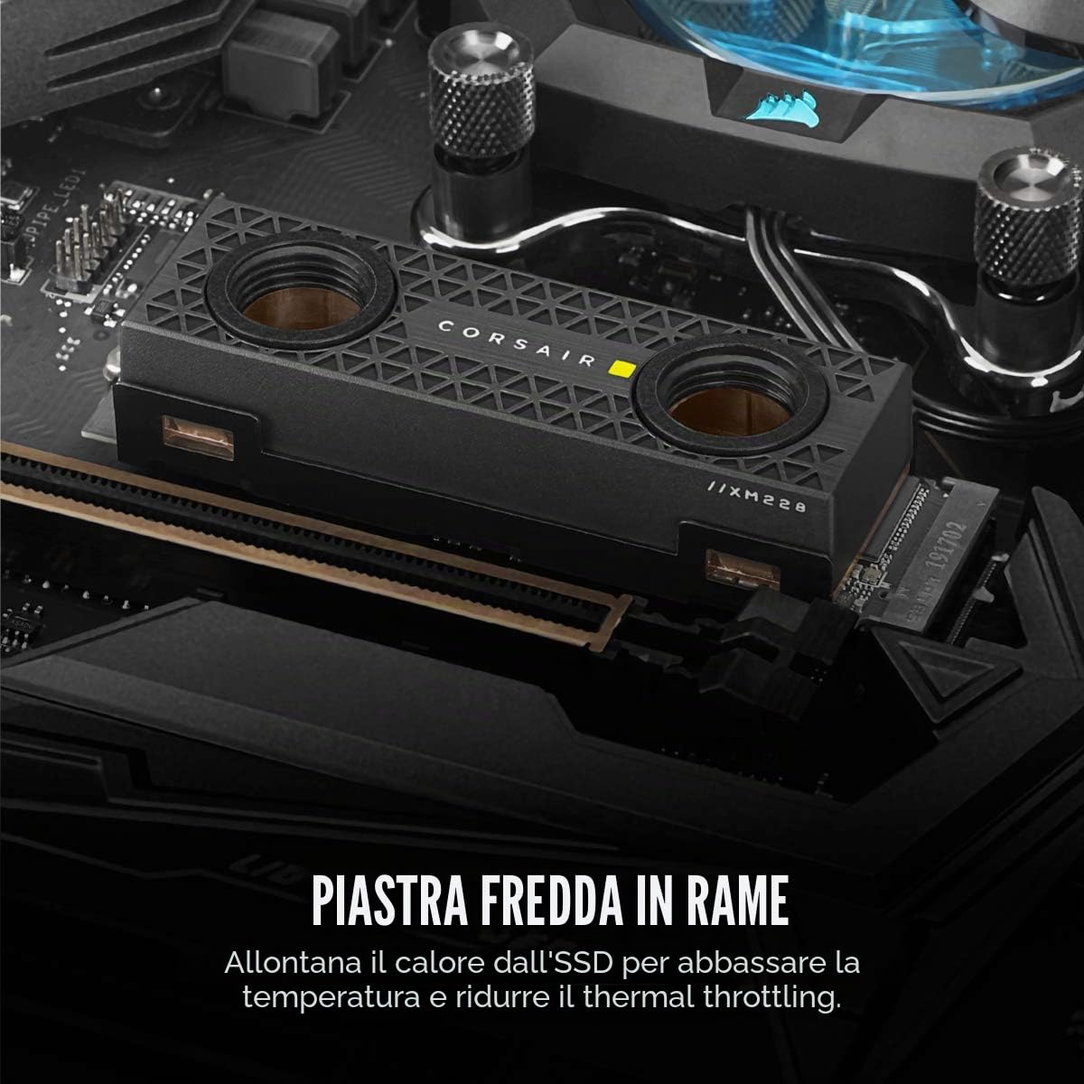 Corsair Hydro X Series XM2 Waterblock per SSD M.2, SSD M.2 Circuito di Raffreddamento Personalizzato, Piastra di Raffreddamento in Rame, Installazione Semplice e Veloce, Nero