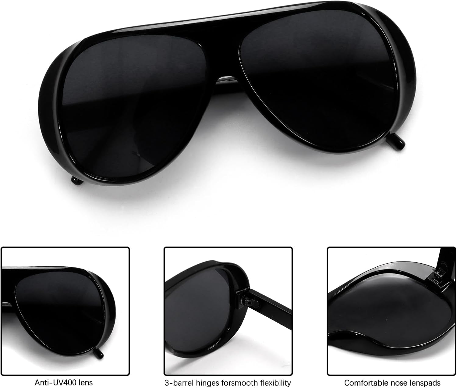 Trendy Aviator Sunglasses for Women Men, Retro 70s Sun Glasses, Oversized glasses UV400 - Image 5