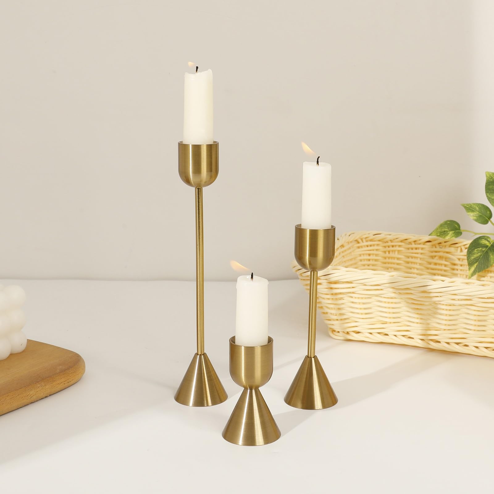 Kerzenständer Kupferfarbene Kerzenhalter for Zuhause, Eisen, dekorative Ornamente, Hochzeit, Fotografie, Modellzimmer, Tisch, Requisiten, 3-teiliges Set