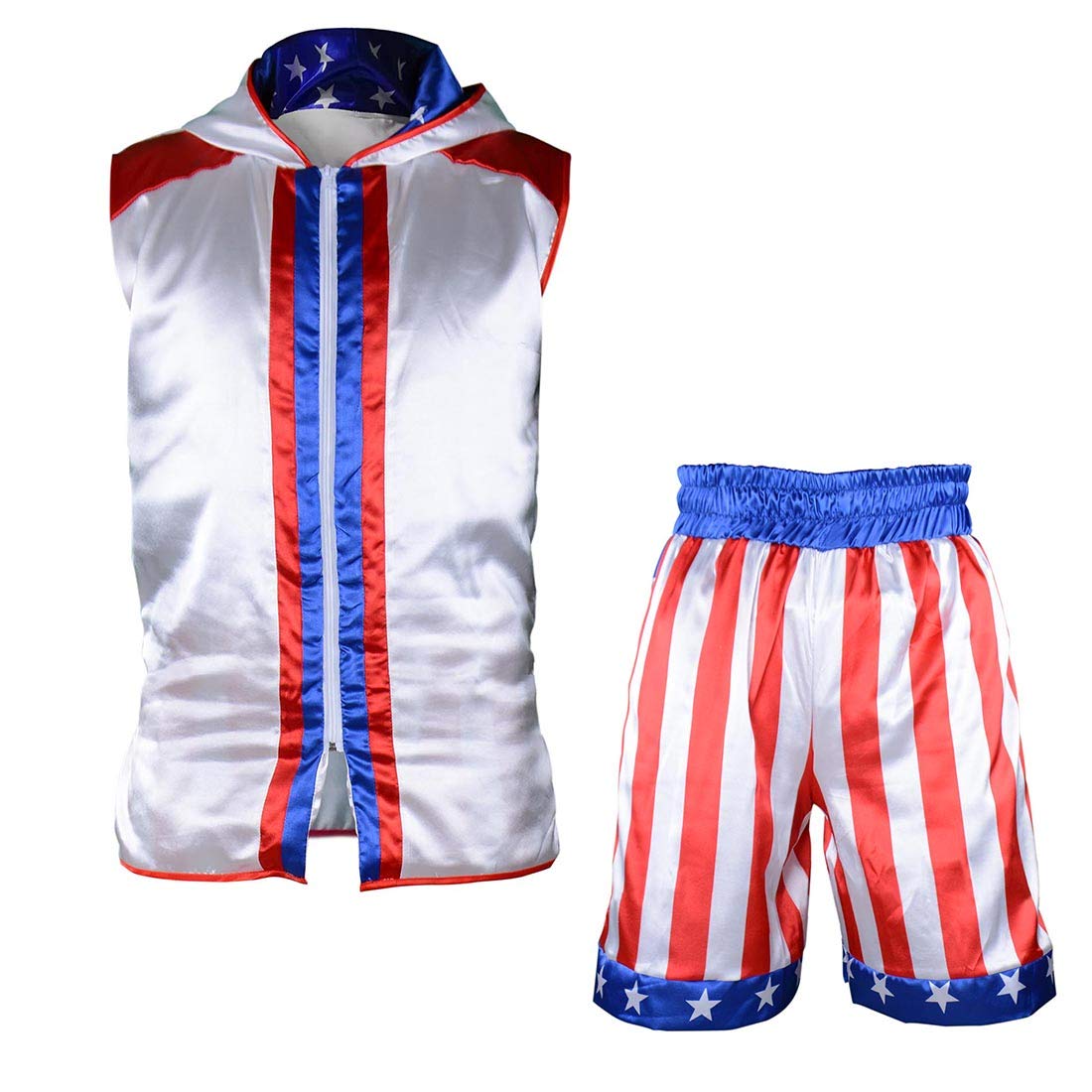 Buy BooWShort Tracksuit with Hood Sleeveless Boxing Ring Jacket Trunks Outfit Fight Wear Sport