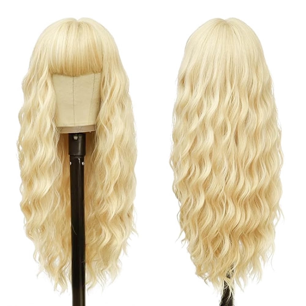 YEESHEDO Long Light blonde Wigs for Women with Fringe Natural Looking Curly Wavy Synthetic Hair for Ladies Daily or Halloween Cosplay,28 Inches - Image 2