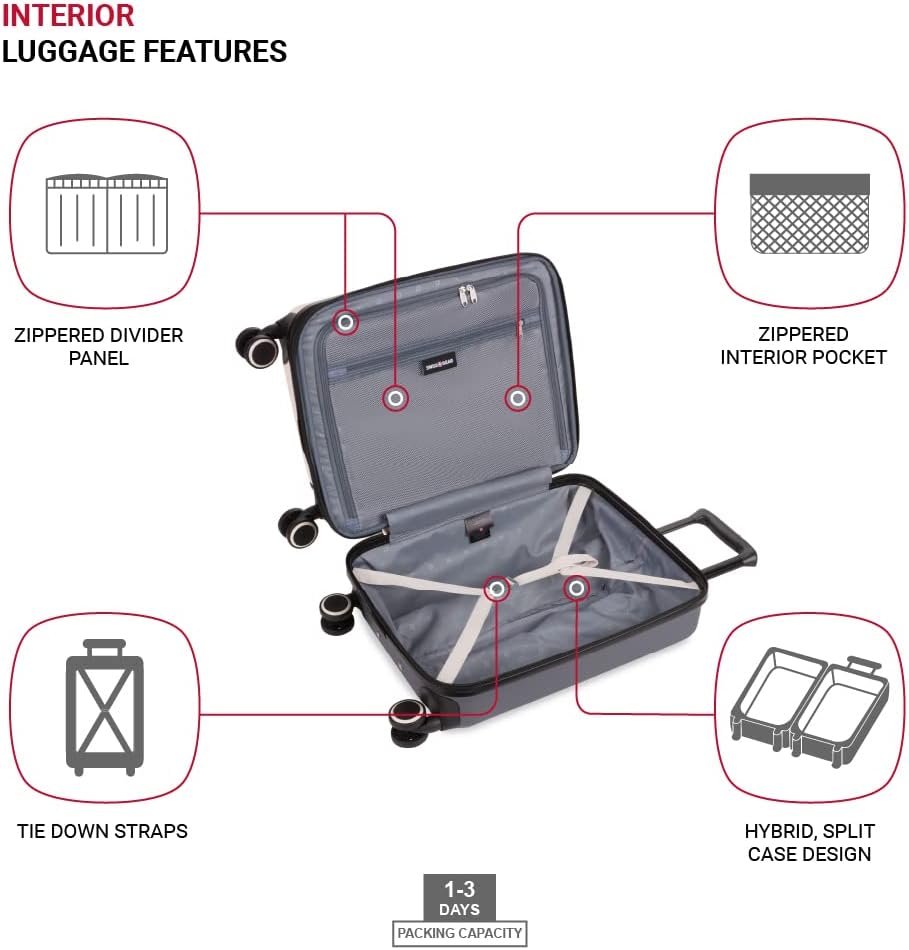 SwissGear Duet Hardside Expandable Luggage with Spinner Wheels, Pink/Dark Grey, Carry-On 19-Inch - Image 4