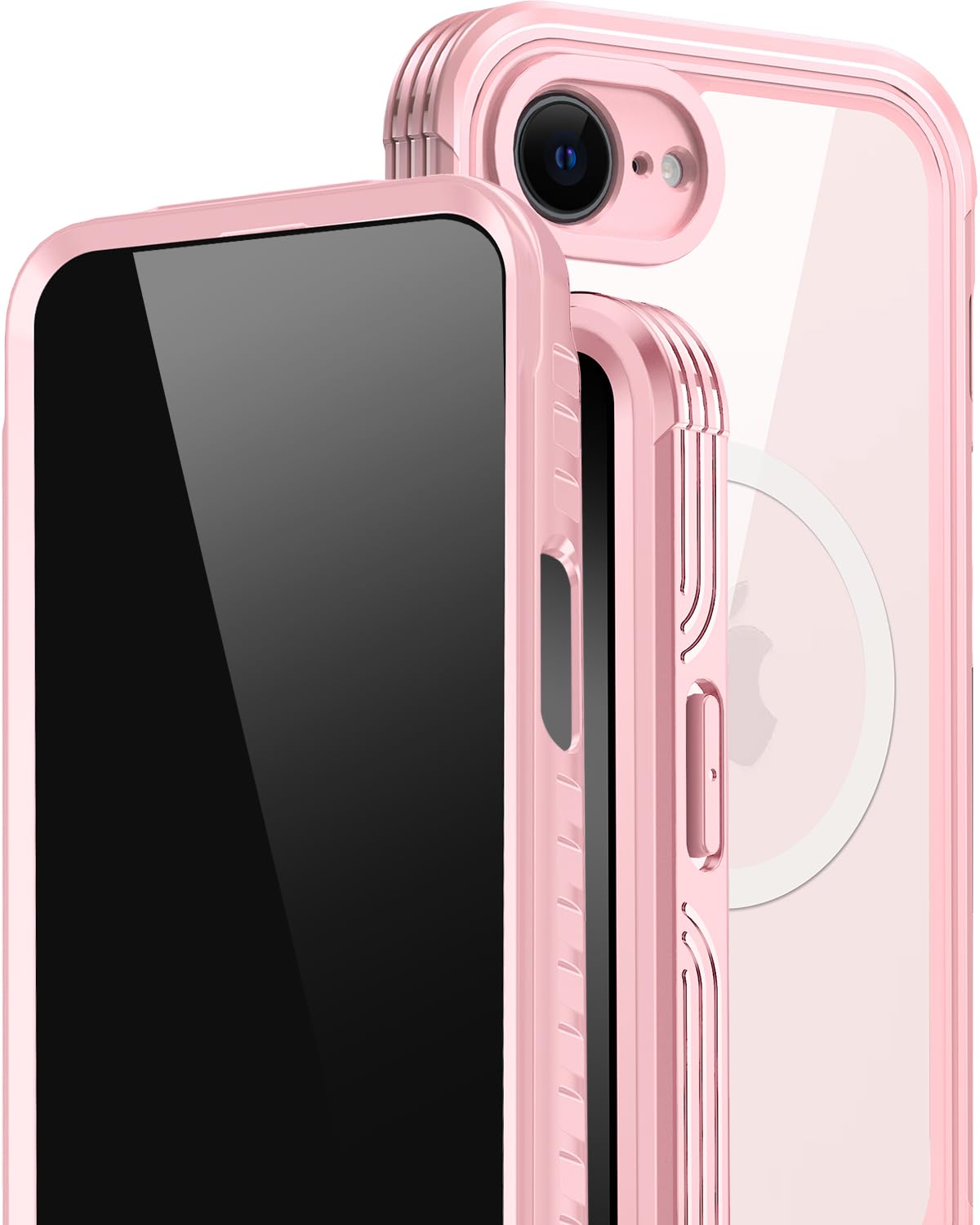 Protecteur antichoc rigide iPhone 16e Miimall coque transparente aimantée rose - 8