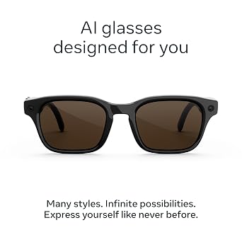 Meta Glasses, Adventurer Large AI Glasses, Black, Brown Lenses