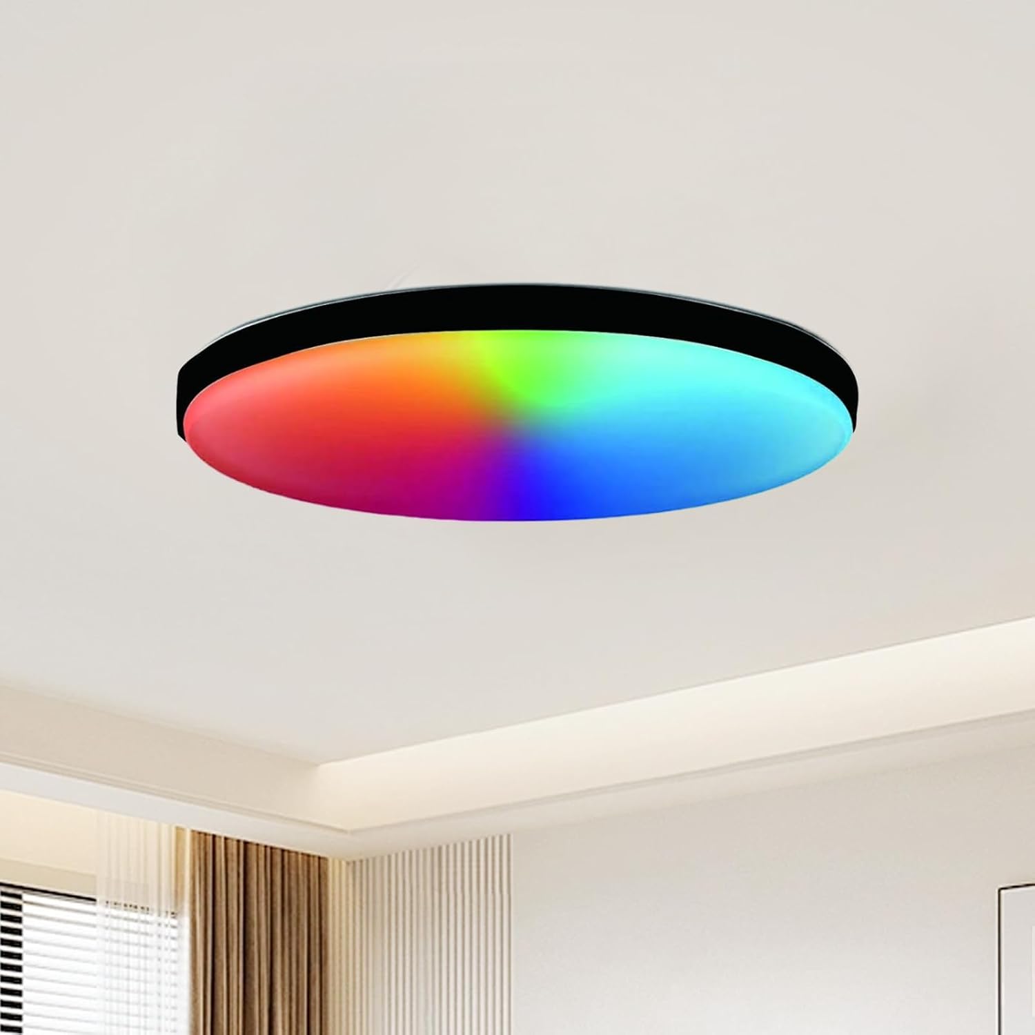 Smart LED Ceiling Light Dimmable, 24W Flush Led RGB Colour Changing Ceiling Light Compatible with Alexa & Google Home 30CM Ceiling Lamps for Bedroom Bathroom Living Room (2700-6500K)