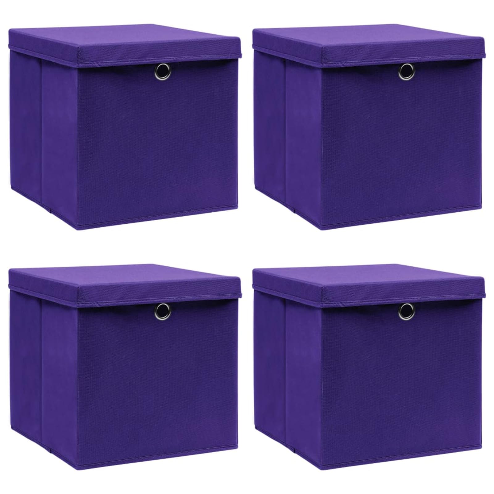 LAPOOH Aufbewahrungsboxen mit Deckel 4 STK Spielzeugkiste, Aufbewahrungskiste, Kleideraufbewahrung, Kleideraufbewahrung & Organisation, Lila 32×32×32 cm Stoff