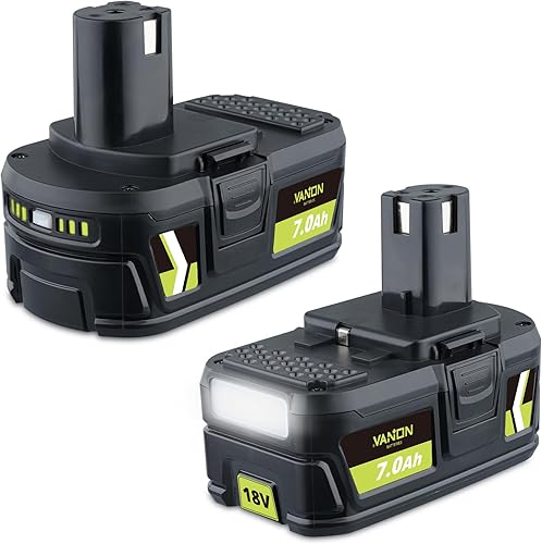 VANON 7.0Ah P108 18 V Reemplazo para batería ryobi 18v paquete de 2 baterías de iones de litio de alta capacidad compatibles con P108 P102 P103 P104