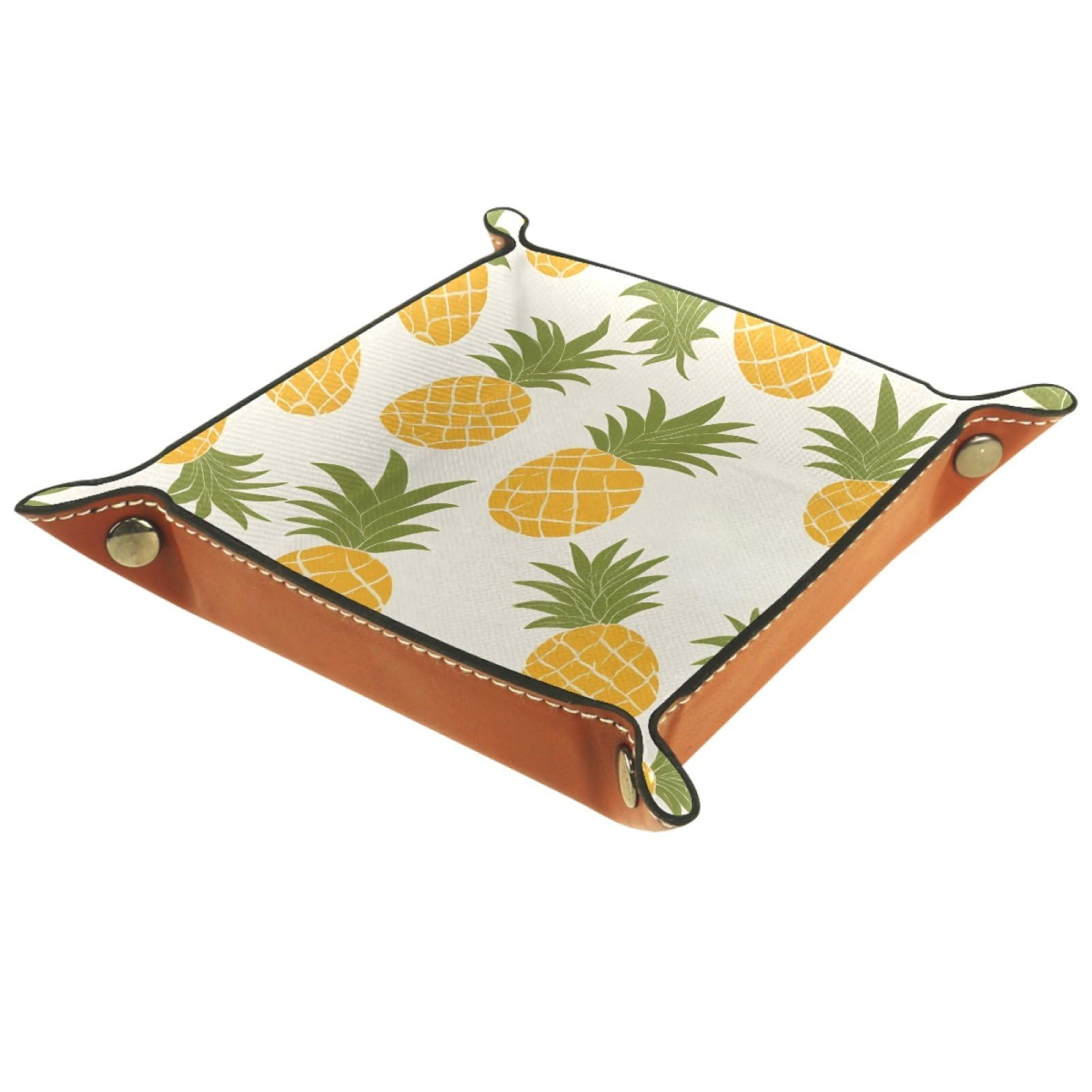 VAPOKF Pineapple Print Dice Tray, Folding Microfiber Leather Dice Holder for Dungeons and Dragons RPG Dice Gaming D&D and Other Table Games