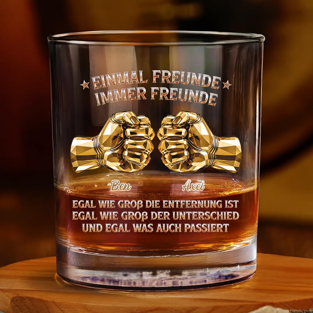 Personalisiertes Whiskyglas Freunde - Einmal Bruder Immer Bruder - whiskyglas mit gravur, whiskey glas personalisiert, whisky geschenke für männer, männer geburtstag (Modell #1)