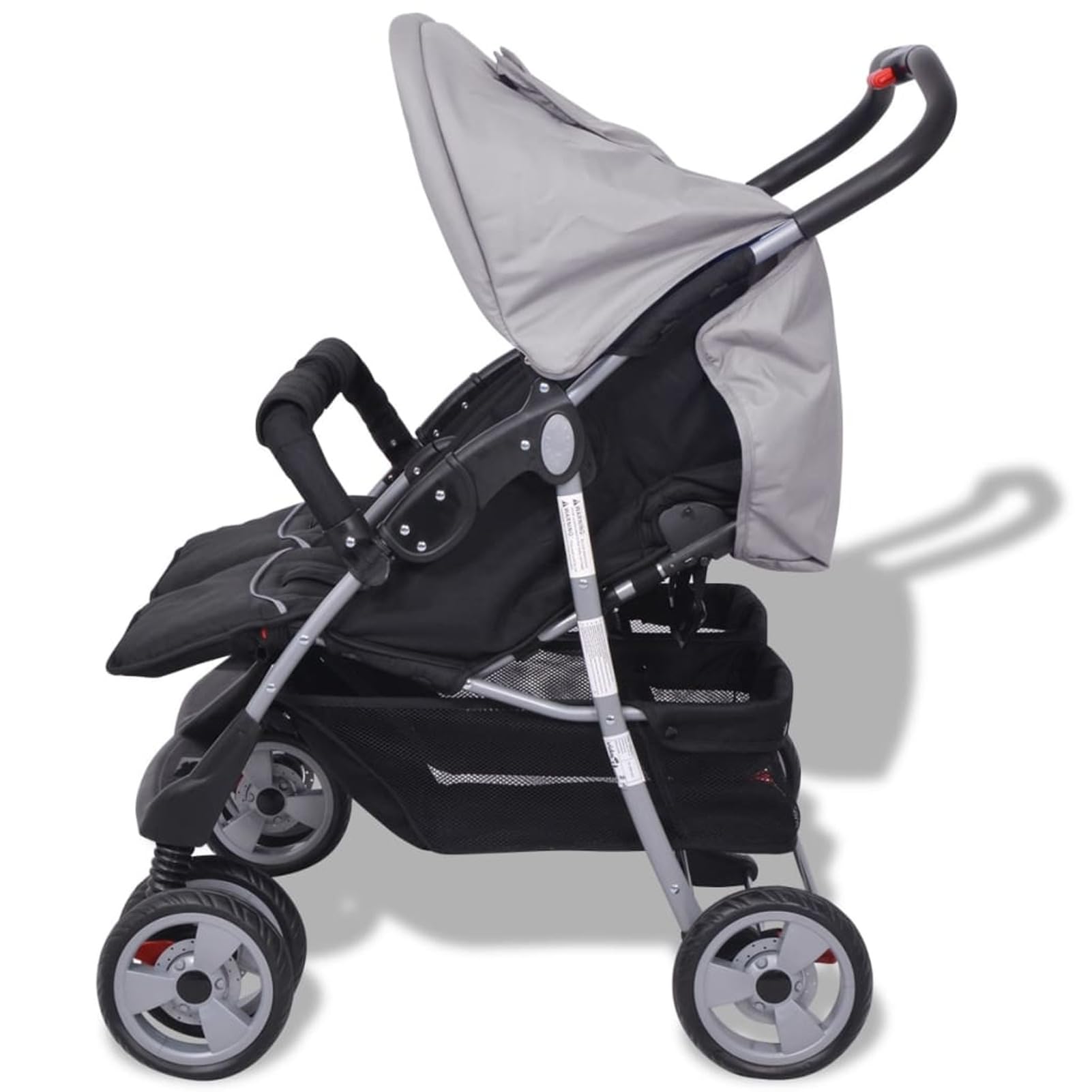 LAPOOH Passeggino Gemellare in Acciaio Grigio e Nero,Bebè e Bimbi,Trasporto Bebè,Passeggini(SPU:10110)