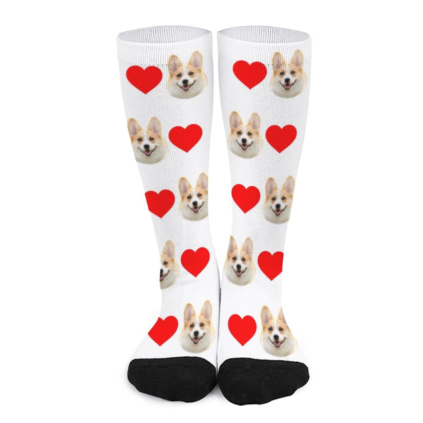 Naispanda Personalised Printed Pet Socks - Cute Cat and Dog Tracks Paws Bones Crew Socks with Picture for Men Women, Create Your Own Photo Socks, Dog Lover Gifts