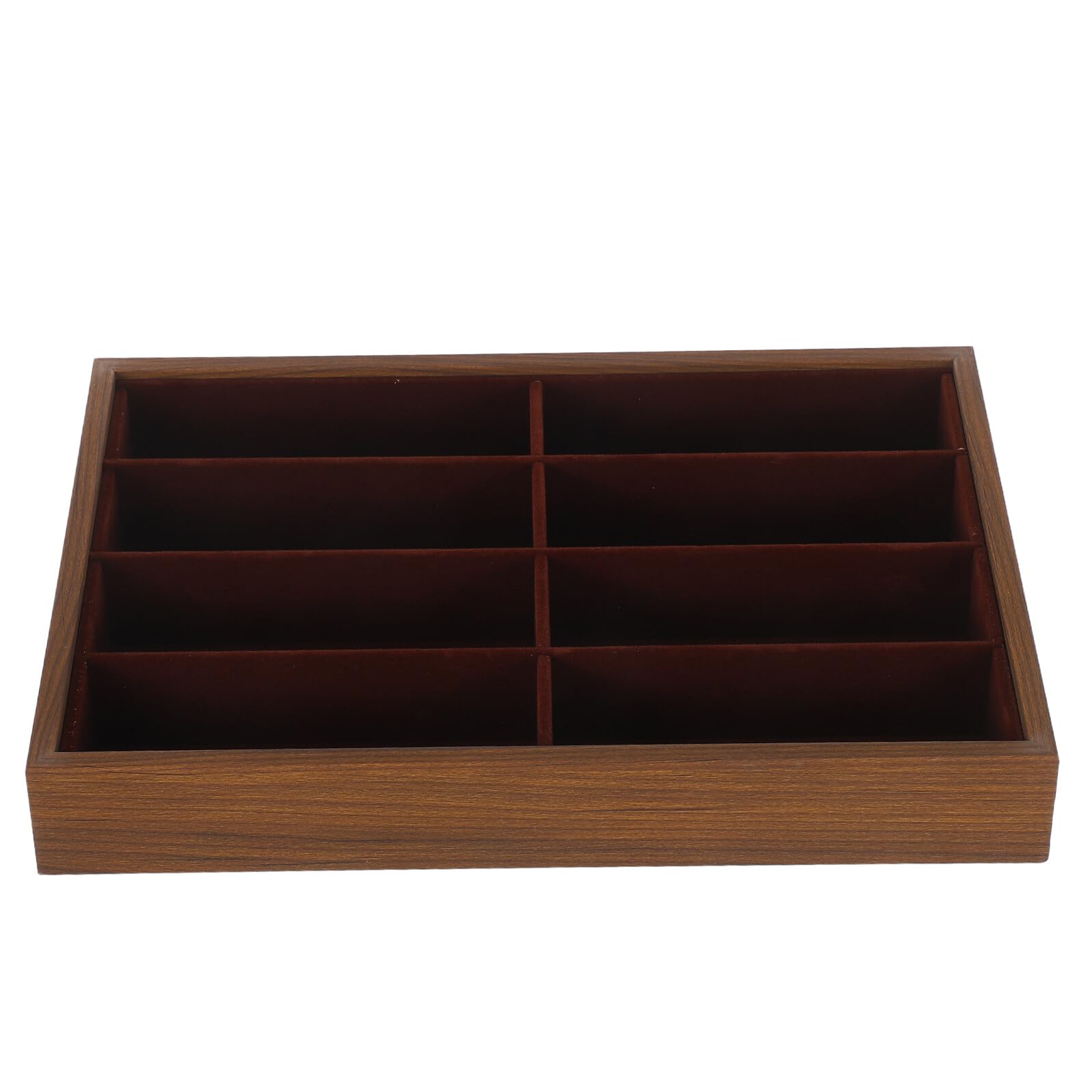 Mobestech Organizador de Gafas de Madera 8 Compartimentos Bandeja Espaciosa y Antideslizante Solución Elegante y Portátil para Gafas de Sol y Joyas para Exhibición