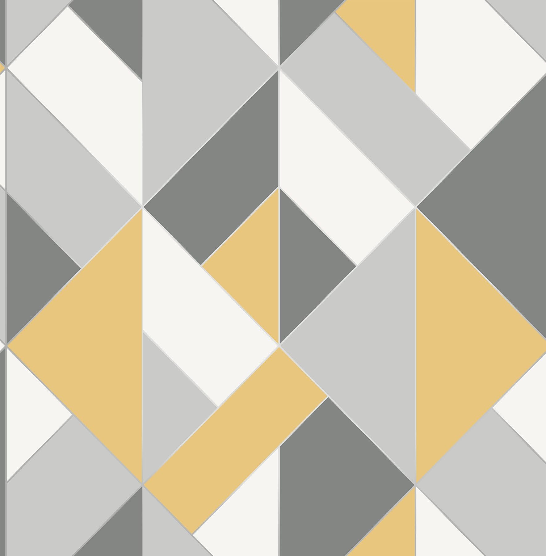 Fine Décor FD41991 UK Apex Geo Sidewall Wallpaper, Yellow/Grey Amazon