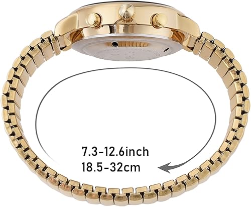 Miniatura 5 de Reloj hablante inglés para mujeres para personas mayores ciegas con discapacidad visual, pulsera dorada de expansión, voz analógica con salida