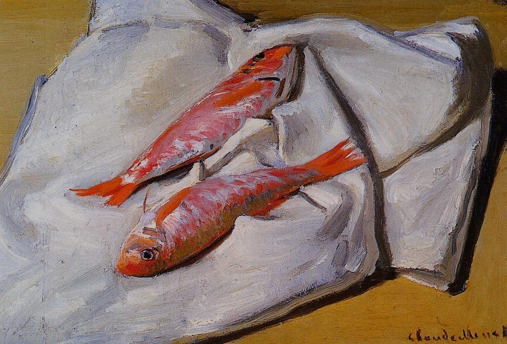 Amazon.co.jp: アート絵画静物アカボラ クロード モネ魚油絵キャンバス