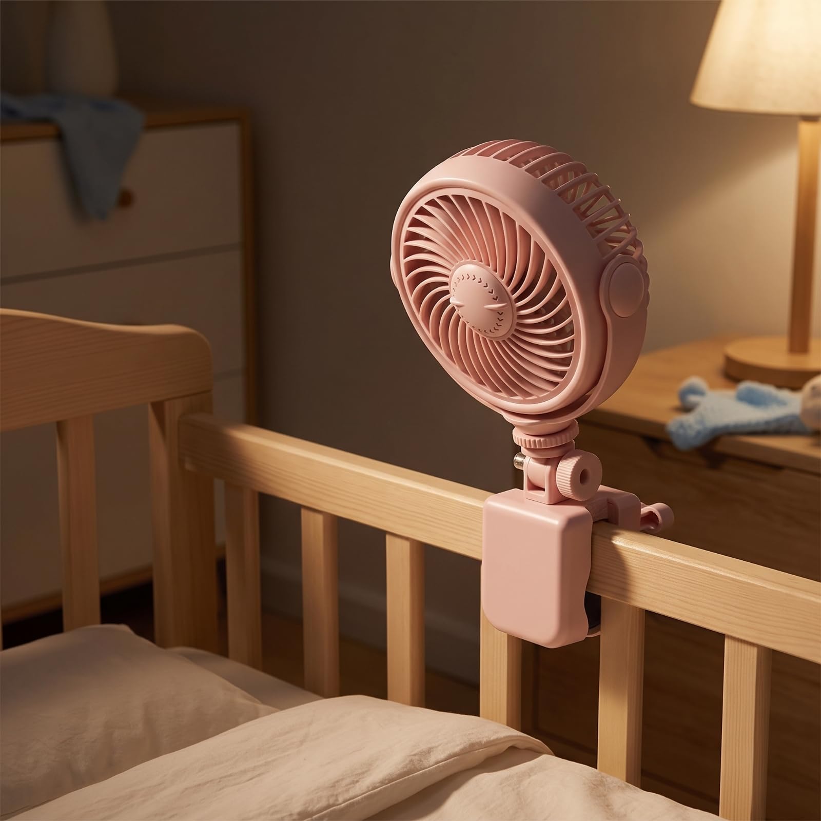KESOTO Ventilador para Cochecito Bebé Ventilador de Carrito Ventilador de Pinza Ventilador Portátil con Dirección Precisa del Viento Rotación 720 Grados, Azul