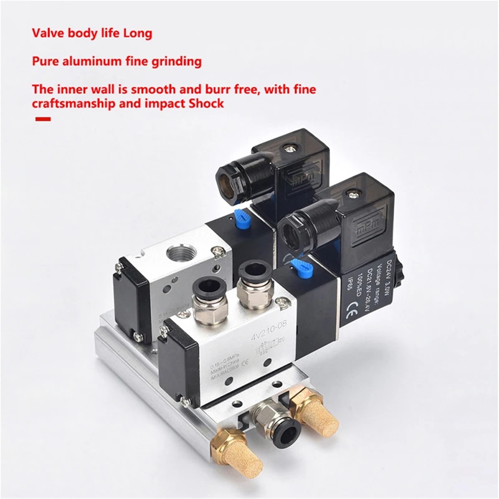 Electroválvula neumática de 5 vías y 2 posiciones, 4V210-08 y 4V310-10, 12 V, 24 V y 220 V(4V330-08,AC220V)