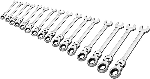 Miniatura 3 de Juego de llaves de trinquete, 16 piezas, kit de llaves combinadas multifuncionales métricas de 0.236-0.866 in, acero al cromo vanadio, llaves de