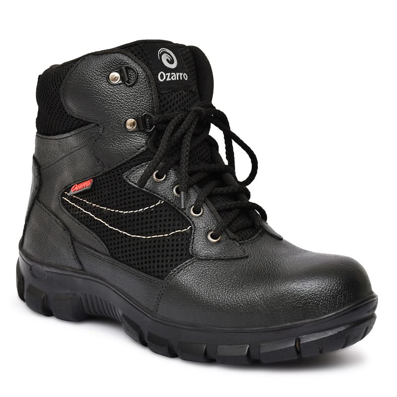Ozarro Black Genuine Leather Steel Toe Safety Shoes (S4444) (B0B6T4D4GD) Amazon Price History, Amazon Price Tracker