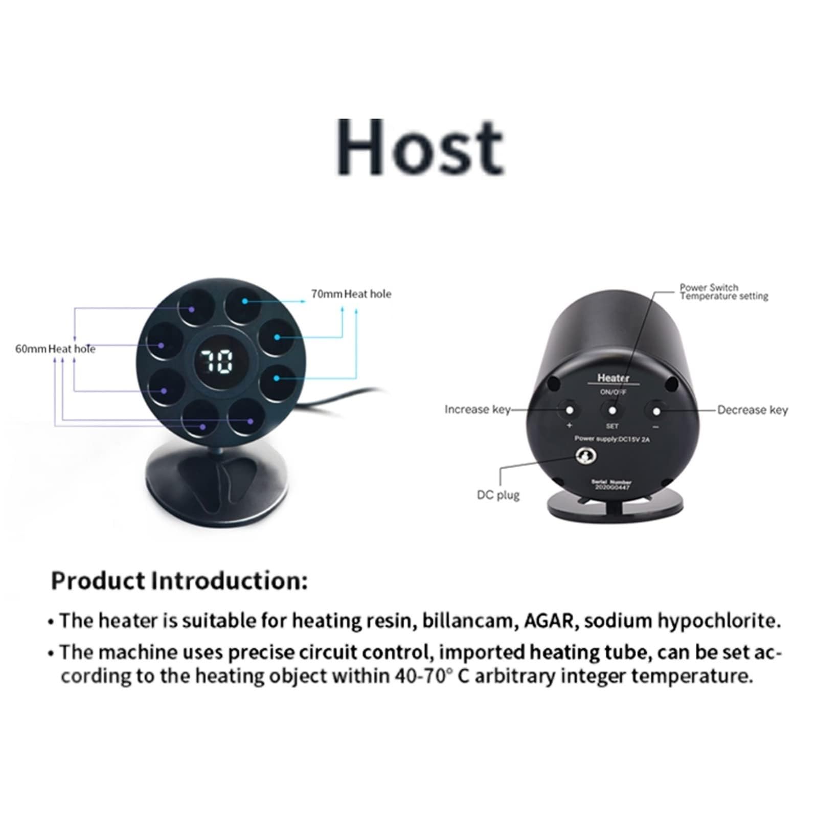 Dental Composite Heater with LED Display, Adjustable Temperature 40℃-70℃, Resin Heater for Improved Performance