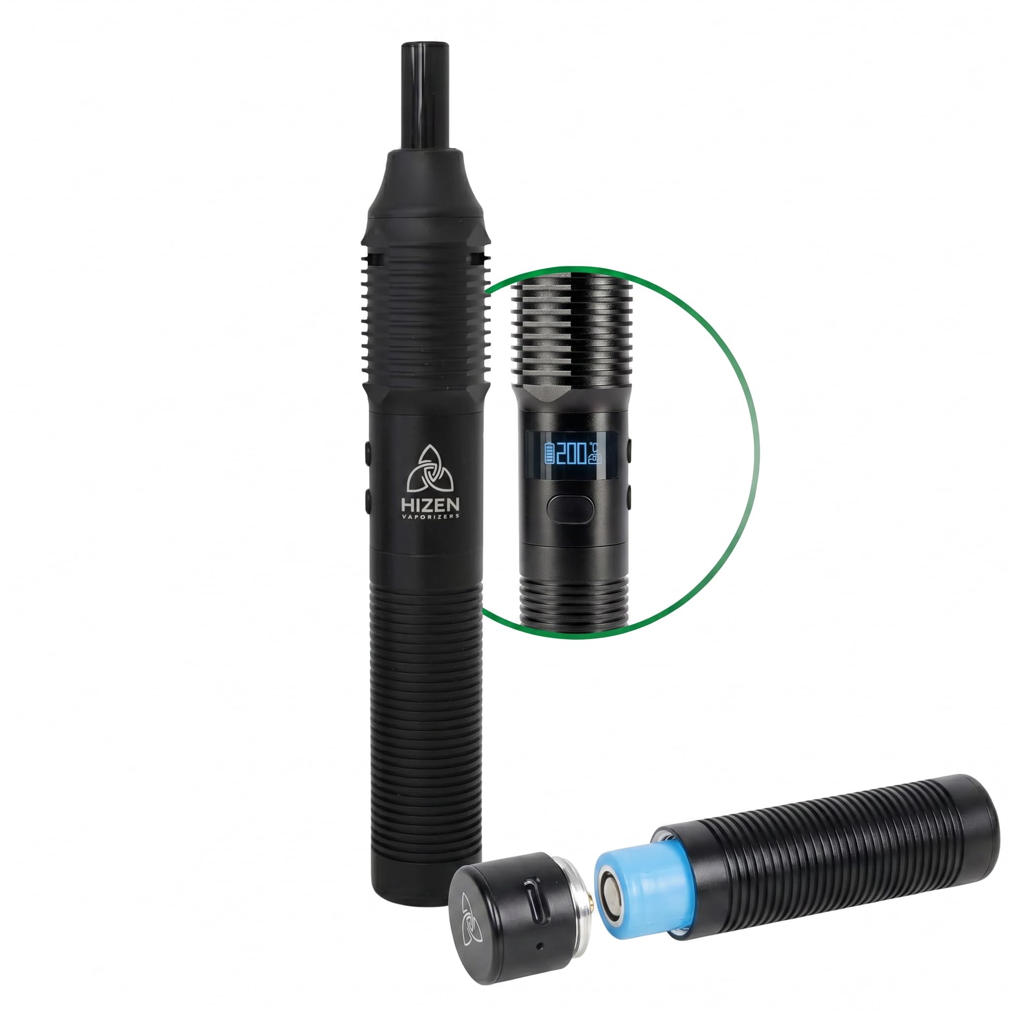 HIZEN Vaporizer Stilus Pro Konvektion + Ladeset - Verdampfer für Kräuter mit austauschbarem Akku, USB-C Kräuterverdampfer, Aluminium Gehäuse, Display, modular erweiterbar - nikotinfrei