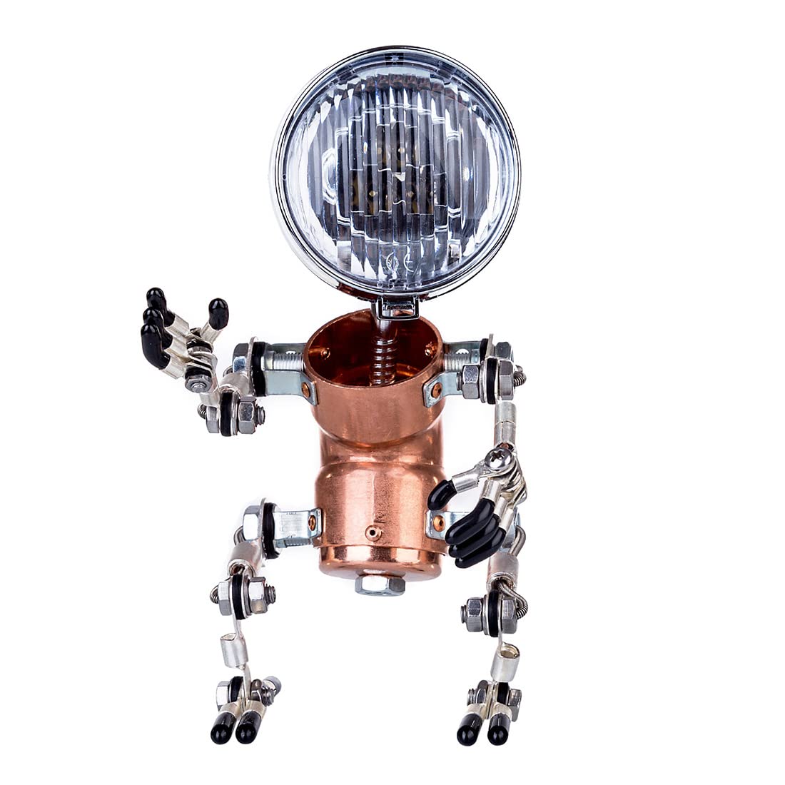 3D metalowy model lampy do montażu robota dla dorosłych, DIY, steampunk, ręcznie wykonany, mechaniczny metalowy robot, kreatywne wyznaczanie trendów, dekoracyjne prezenty dla mężczyzn (model zasilany
