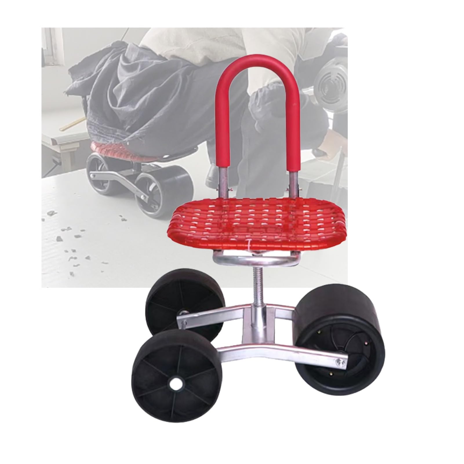 Tabouret de jardinage sur roues siège de cueillette ajustable de 22cm