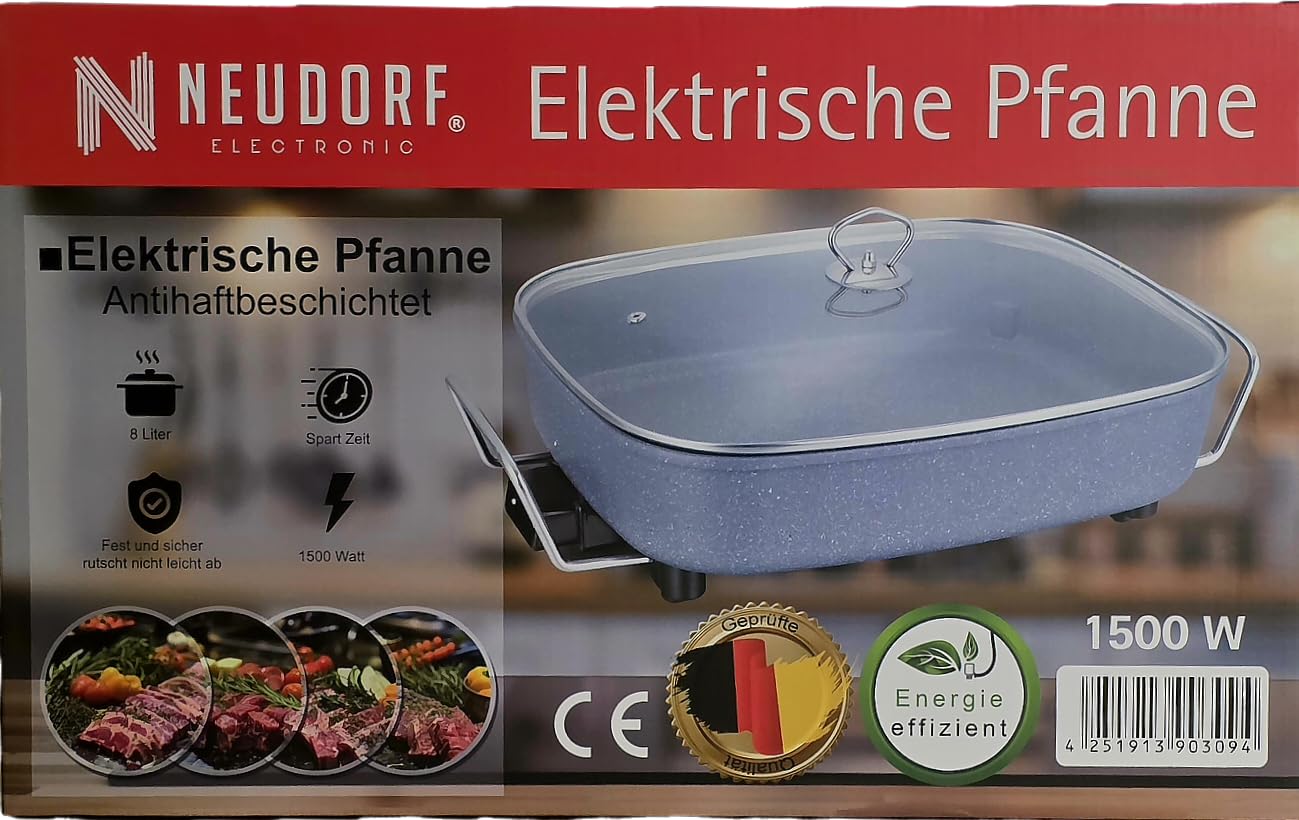 Elektronik Partypfanne Aluminium-Guss 30x40 cm 8 cm tief 1500 Watt 100-240°C Antihaft-Beschichtung