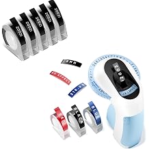 Zodzi Blue Embossing Label Maker Machine with 8 Rolls Label Tapes,8 Packs Muti-Color 3D Embossing Label Tapes in Total, Black/Red/Blue