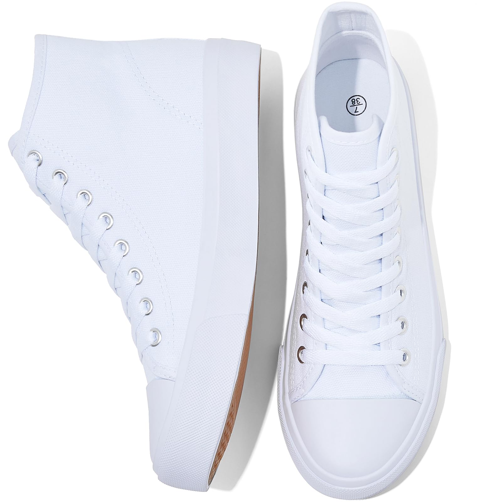 High Top Sneakers for Women Canvas Shoes White Canvas High Tops Women Casual Shoes Lace Up Fashion Sneakers
