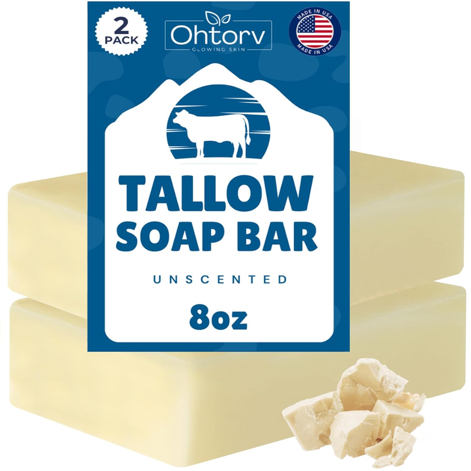 Vintage Tradition Organic Tallow Soap for Face and Body - Unscented bar with Tallow Moisturizer - Natural bar for Deep Hydration, Soothing and Healthy Skin - Organic Soap for All Skin Types 3.75 oz
