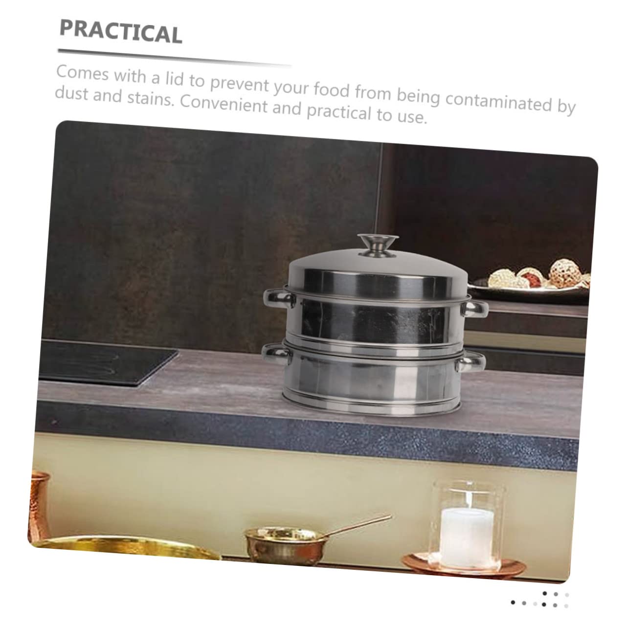 UKCOCO Vaporera De Acero Inoxidable De Vaporera Con Tapa Para Cocinar Al Vapor De Alimentos Para Cocinar Bollos Pescado y Verduras La Cocina