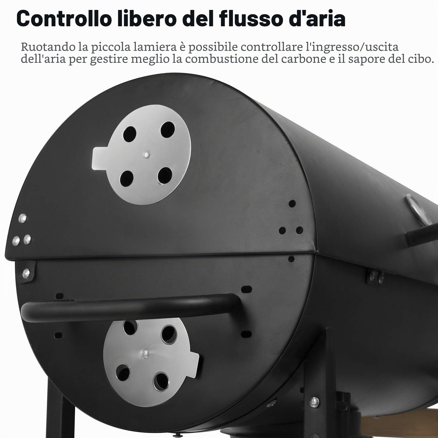 Barbecue/Griglia a Carbone BBQ Grill Carrello, Palla con Regolazione della Temperatura, Grill 2 Ruote, Nero