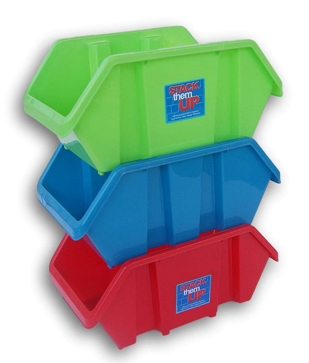 Basic Stacking Bins 3-Pack - Red, Green, Blue