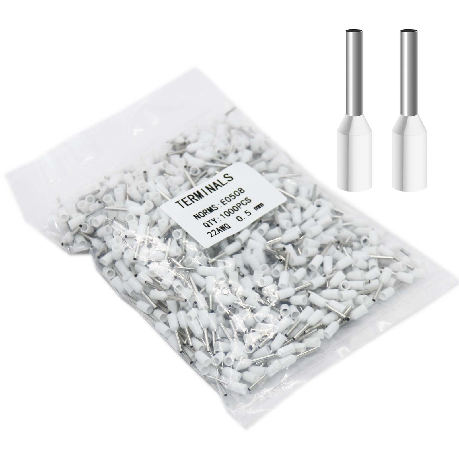 Fidioto AWG22 Wire Ferrules Terminals, 1000pcs AWG22 Terminal Connector Wire Insulated Cord Pin Ends Terminals for Electric, Industrial, Chemical Industry, Power Control System, etc.