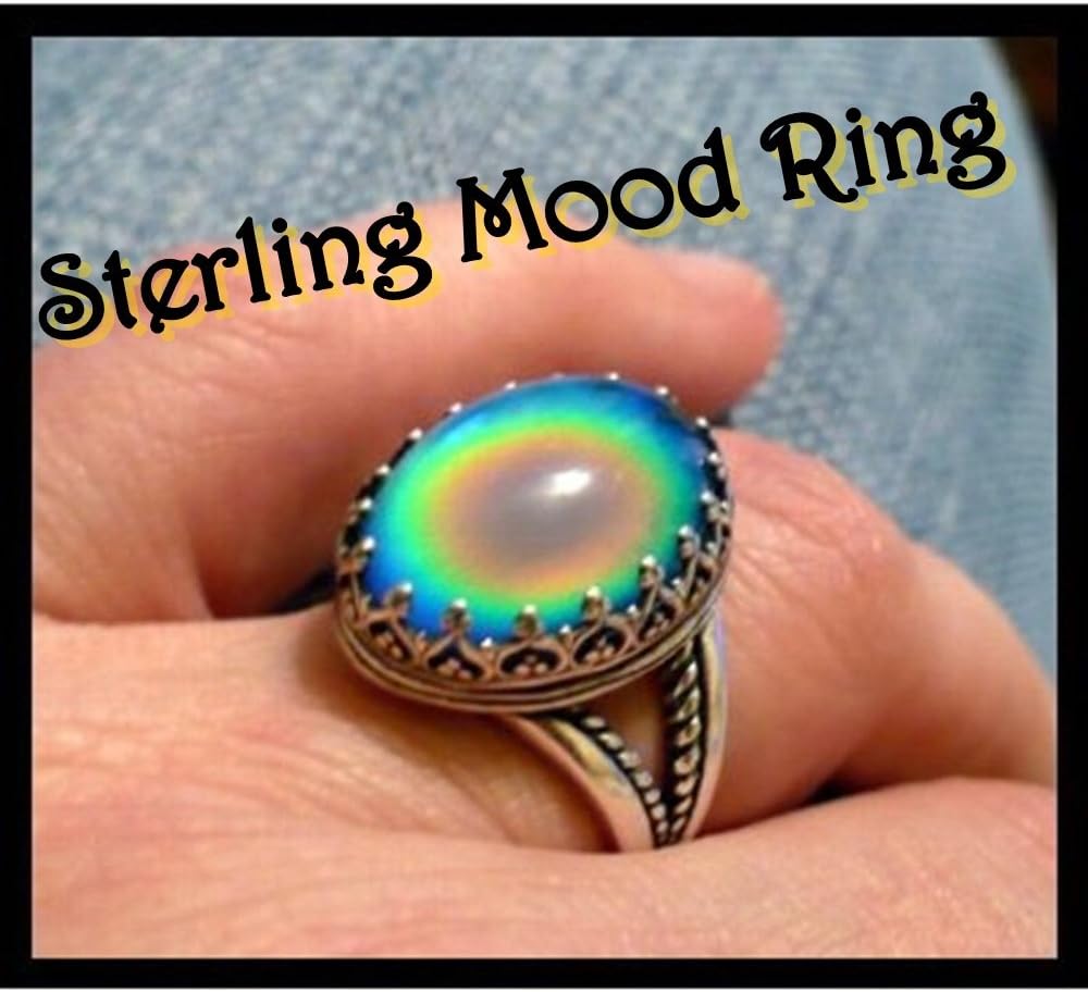 GoodMoodGirl Mood Ring Sterling Silver with Vivid Fast Color Changes