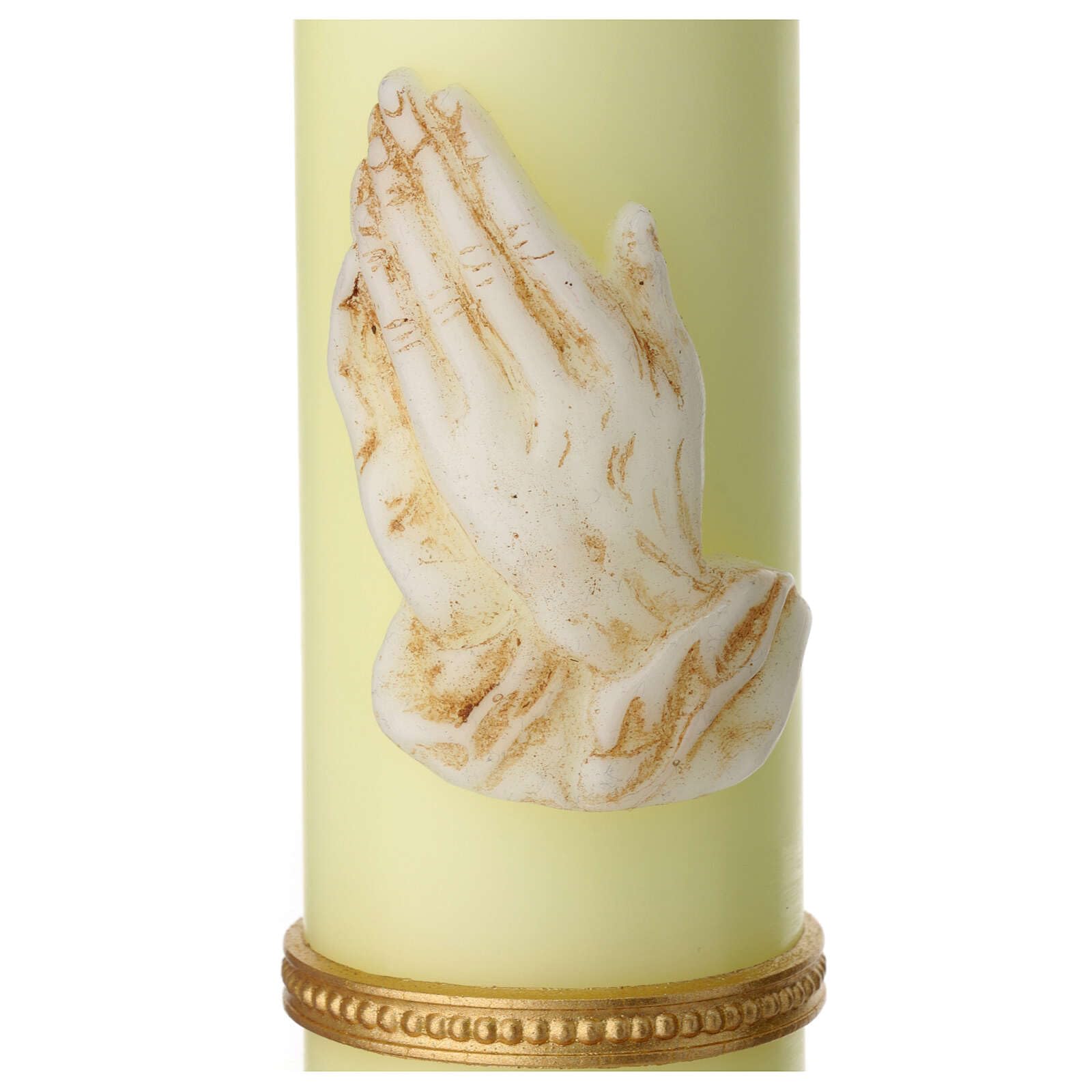 Candle with White Praying Hands 16.5x5 cm